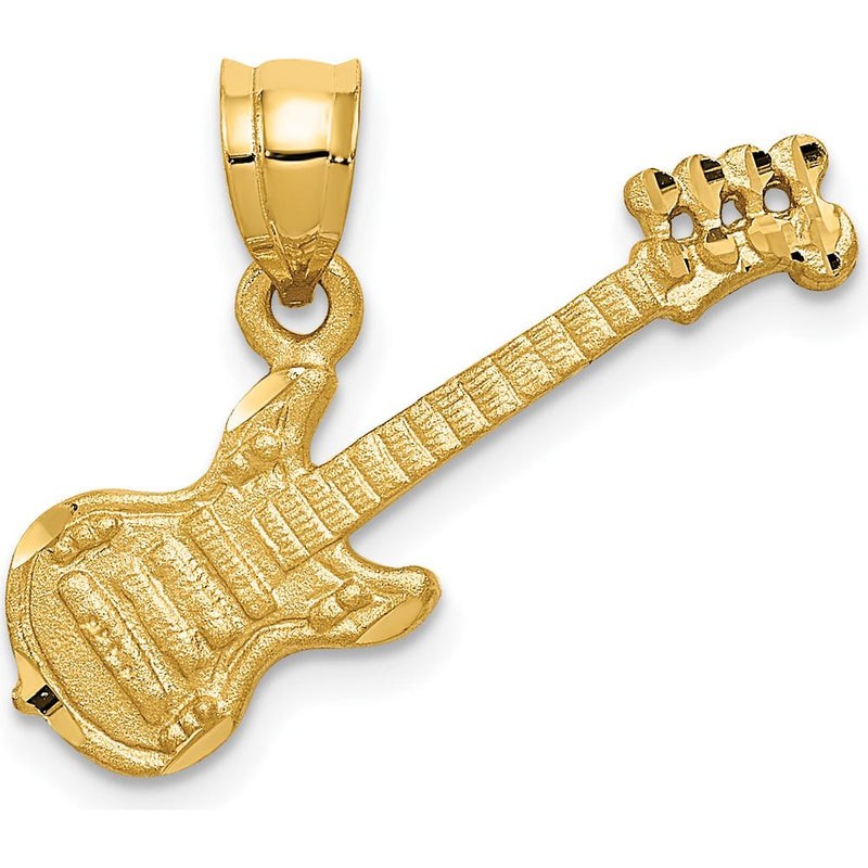 14K Yellow Gold 3D Electric Guitar Pendant Charm by Oro Pregiato