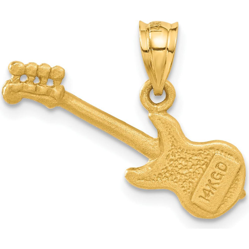 14K Yellow Gold 3D Electric Guitar Pendant Charm by Oro Pregiato