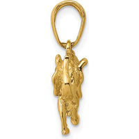 14K Yellow Gold 3D Elephant Pendant - Polished Solid Design by Oro Pregiato