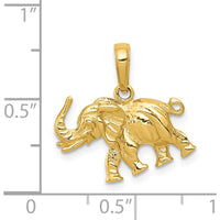 14K Yellow Gold 3D Elephant Pendant - Polished Solid Design by Oro Pregiato