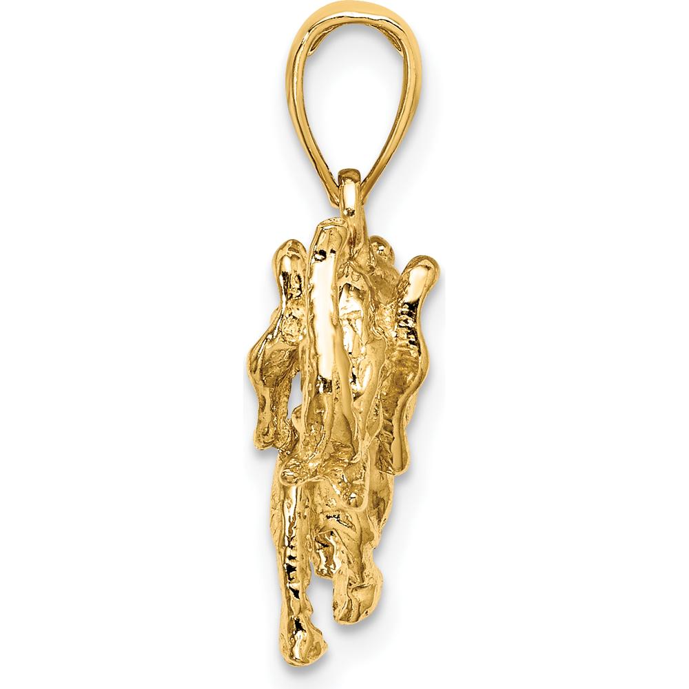 14K Yellow Gold 3D Elephant Profile with Tusk Charm - Polished Finish by Oro Pregiato