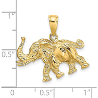 14K Yellow Gold 3D Elephant Profile with Tusk Charm - Polished Finish by Oro Pregiato