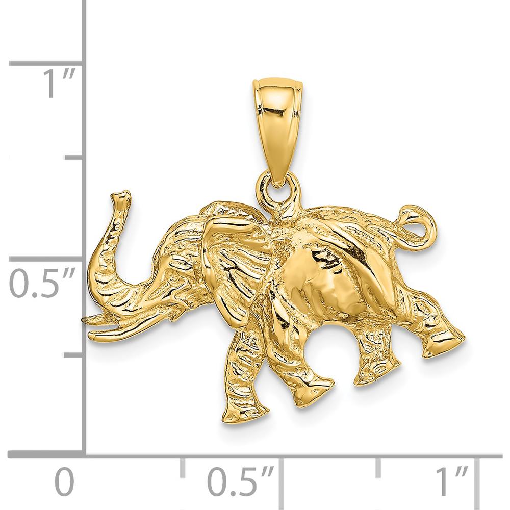 14K Yellow Gold 3D Elephant Profile with Tusk Charm - Polished Finish by Oro Pregiato