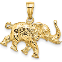 14K Yellow Gold 3D Elephant Profile with Tusk Charm - Polished Finish by Oro Pregiato
