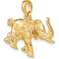 14K Yellow Gold 3D Elephant Profile with Tusk Charm - Polished Finish by Oro Pregiato