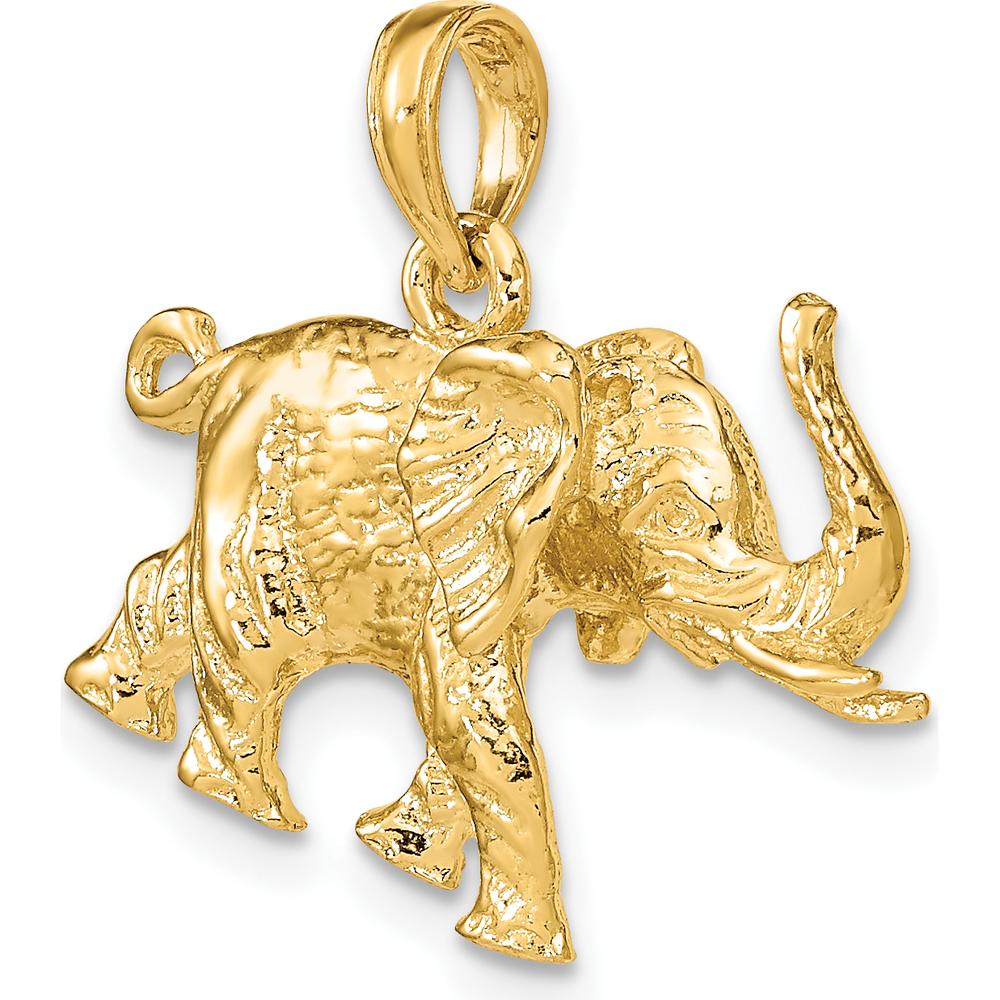 14K Yellow Gold 3D Elephant Profile with Tusk Charm - Polished Finish by Oro Pregiato