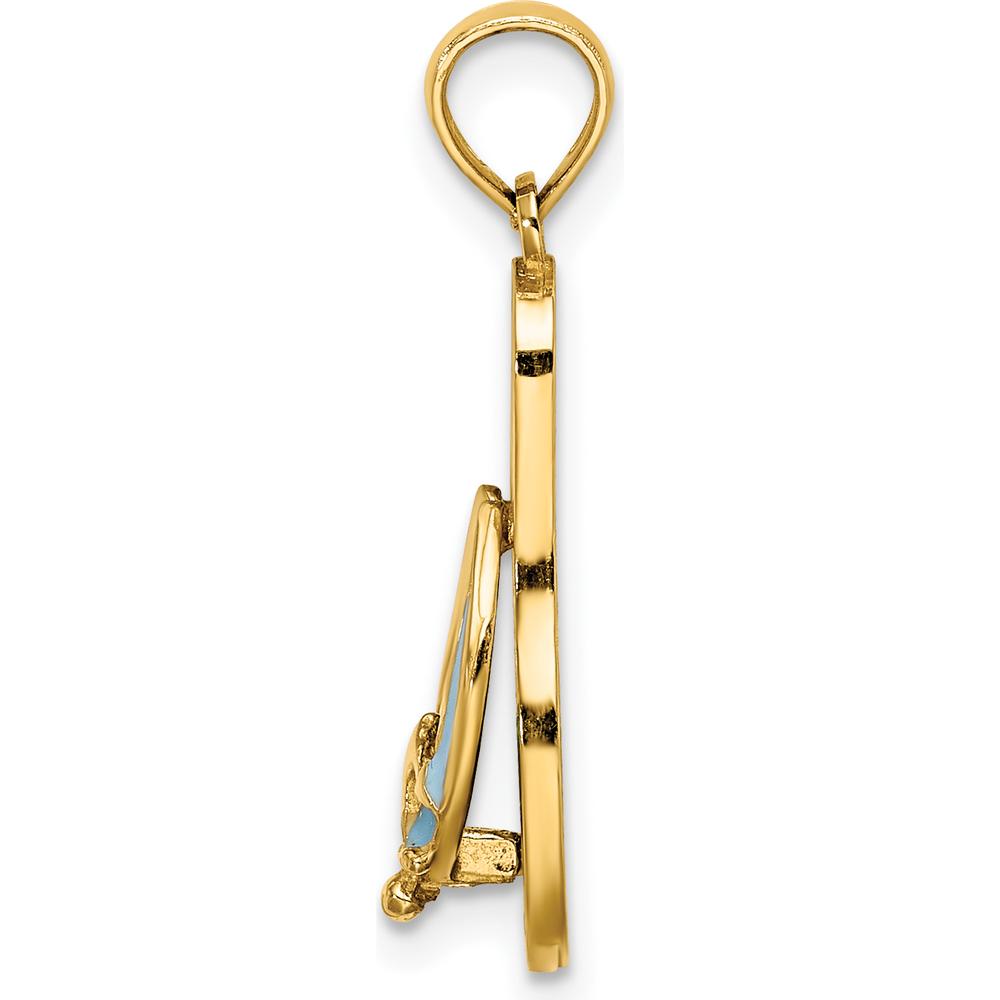 14K Yellow Gold 3D Enamel Anchor Flip-Flop Charm with Multi-Colored Stripes by Oro Pregiato