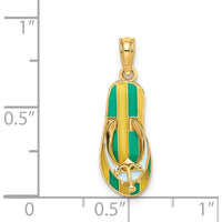 14K Yellow Gold 3D Enamel Anchor Flip-Flop Charm with Multi-Colored Stripes by Oro Pregiato