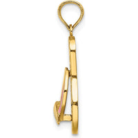 14K Yellow Gold 3D Enamel Flip-Flop Charm with Shell Detail - Polka Dot Summer Pendant by Oro Pregiato