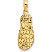 14K Yellow Gold 3D Enamel Flip-Flop Charm with Shell Detail - Polka Dot Summer Pendant by Oro Pregiato