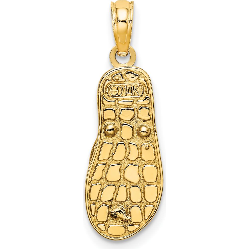 14K Yellow Gold 3D Enamel Flip-Flop Charm with Shell Detail - Polka Dot Summer Pendant by Oro Pregiato