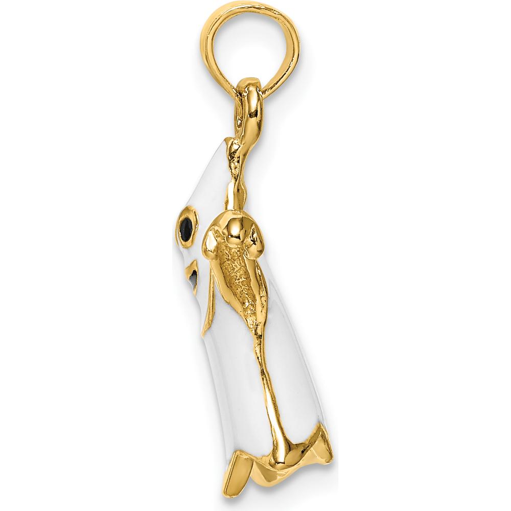 14K Yellow Gold 3D Enamel Ghost Pendant - Playful Charm for Women by Oro Pregiato