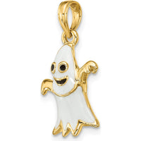 14K Yellow Gold 3D Enamel Ghost Pendant - Playful Charm for Women by Oro Pregiato
