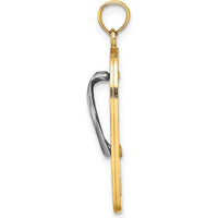 14K Yellow Gold 3D Enamel Pink Flower Flip-Flop Charm with White Rhodium Accents - Summer-Themed Pendant by Oro Pregiato