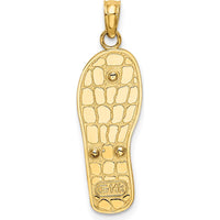 14K Yellow Gold 3D Enamel Pink Flower Flip-Flop Charm with White Rhodium Accents - Summer-Themed Pendant by Oro Pregiato