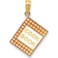 14K Yellow Gold 3D Enameled Cook Book Charm with Red and White Accents by Oro Pregiato