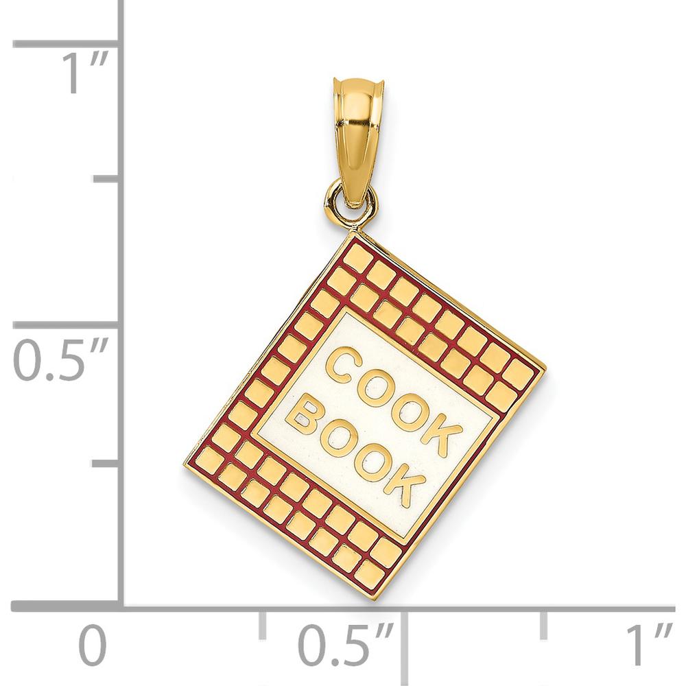 14K Yellow Gold 3D Enameled Cook Book Charm with Red and White Accents by Oro Pregiato