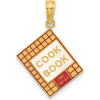 14K Yellow Gold 3D Enameled Cook Book Charm with Red and White Accents by Oro Pregiato