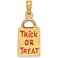 14K Yellow Gold 3D Enameled Jack-o-Lantern Trick or Treat Bag Charm by Oro Pregiato