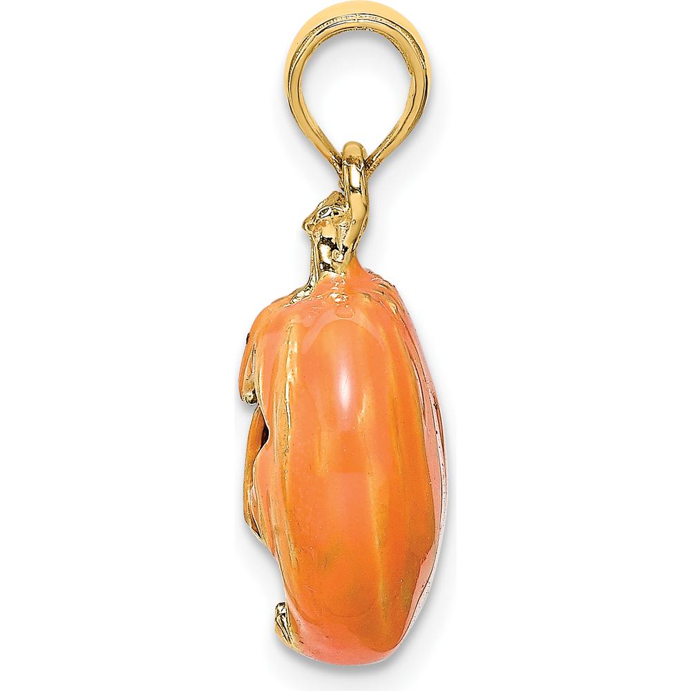 14K Yellow Gold 3D Enameled Jack-o-Lantern with Black Cat and Moon Charm by Oro Pregiato