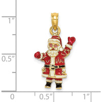 14K Yellow Gold 3D Enameled Santa Charm with Red, White, and Black Accents - Festive Christmas Jewelry by Oro Pregiato