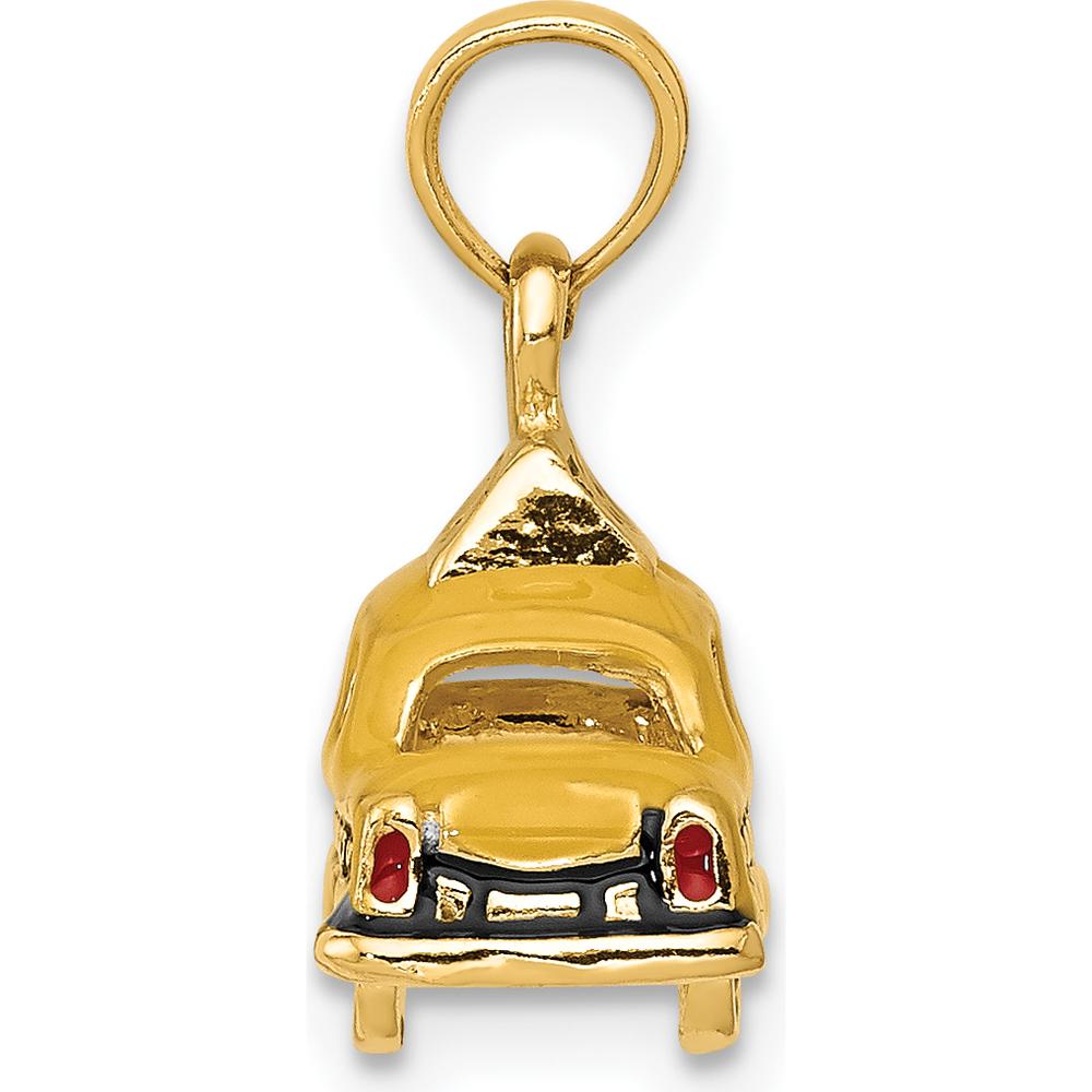 14K Yellow Gold 3D Enameled Taxi Pendant with Polished Finish by Oro Pregiato