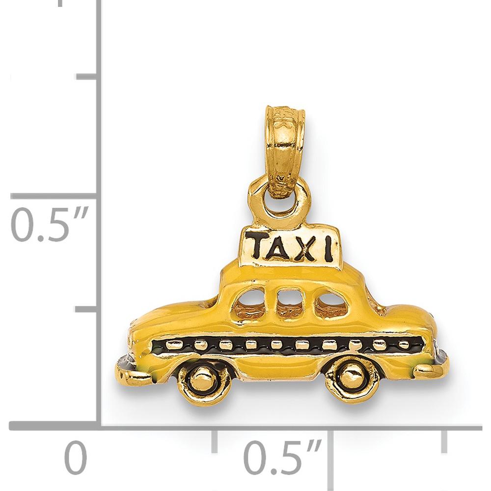14K Yellow Gold 3D Enameled Taxi Pendant with Polished Finish by Oro Pregiato