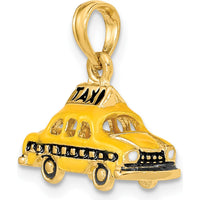 14K Yellow Gold 3D Enameled Taxi Pendant with Polished Finish by Oro Pregiato
