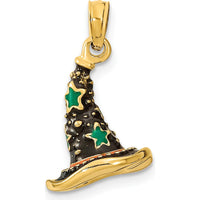 14K Yellow Gold 3D Enameled Witch Hat Halloween Charm by Oro Pregiato
