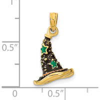 14K Yellow Gold 3D Enameled Witch Hat Halloween Charm by Oro Pregiato