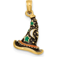 14K Yellow Gold 3D Enameled Witch Hat Halloween Charm by Oro Pregiato