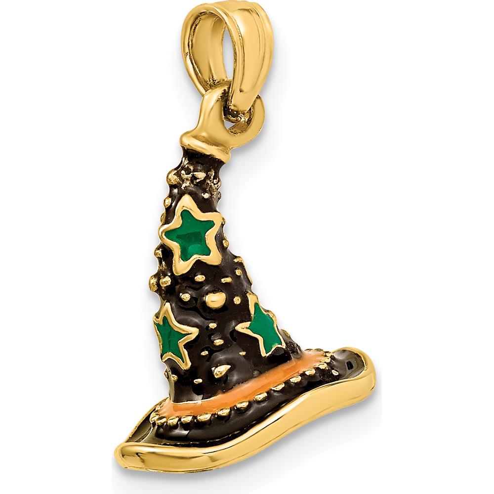 14K Yellow Gold 3D Enameled Witch Hat Halloween Charm by Oro Pregiato