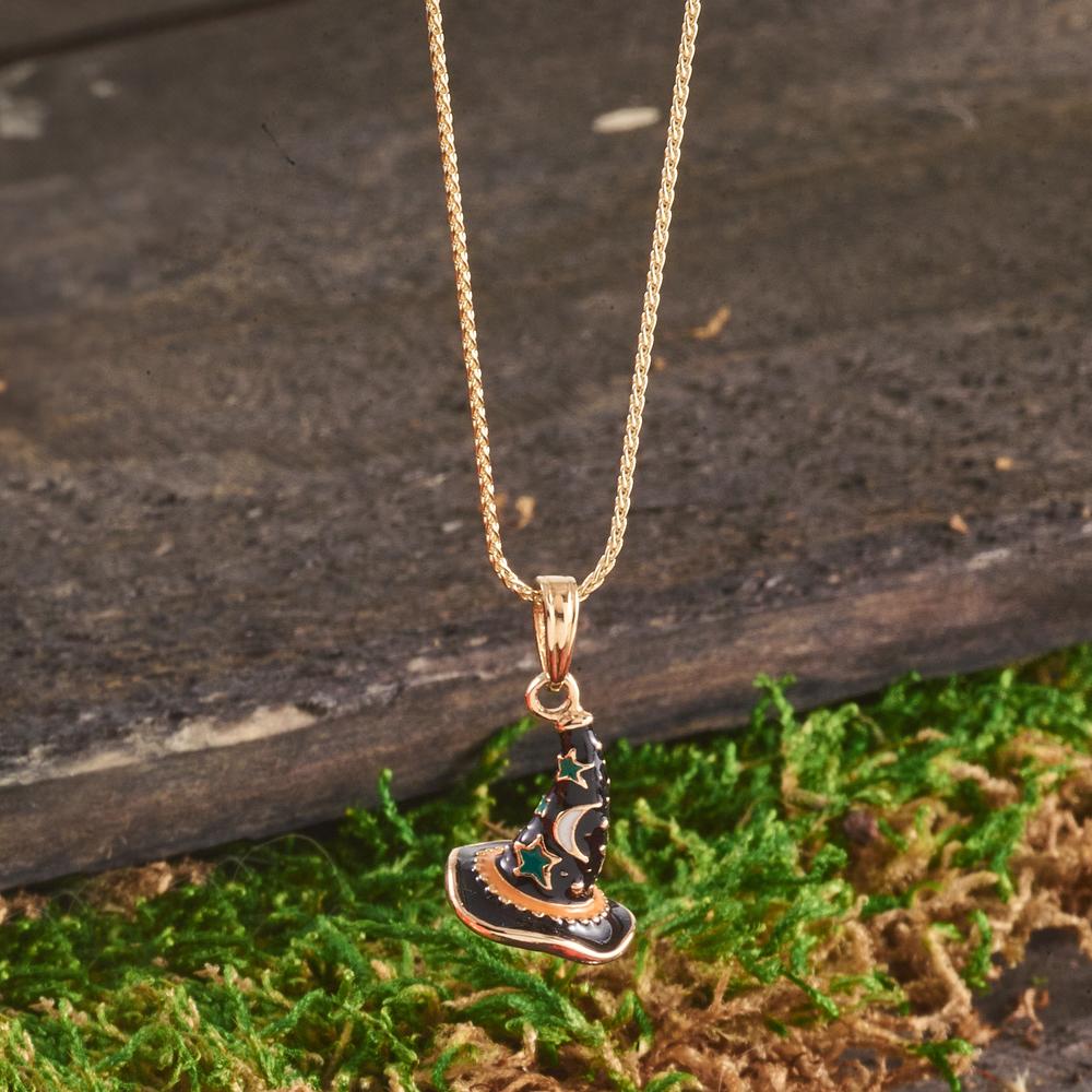 14K Yellow Gold 3D Enameled Witch Hat Halloween Charm by Oro Pregiato