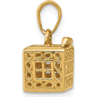 14K Yellow Gold 3D Faith and Hope Opening Prayer Box Charm by Oro Pregiato