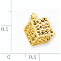 14K Yellow Gold 3D Faith and Hope Opening Prayer Box Charm by Oro Pregiato