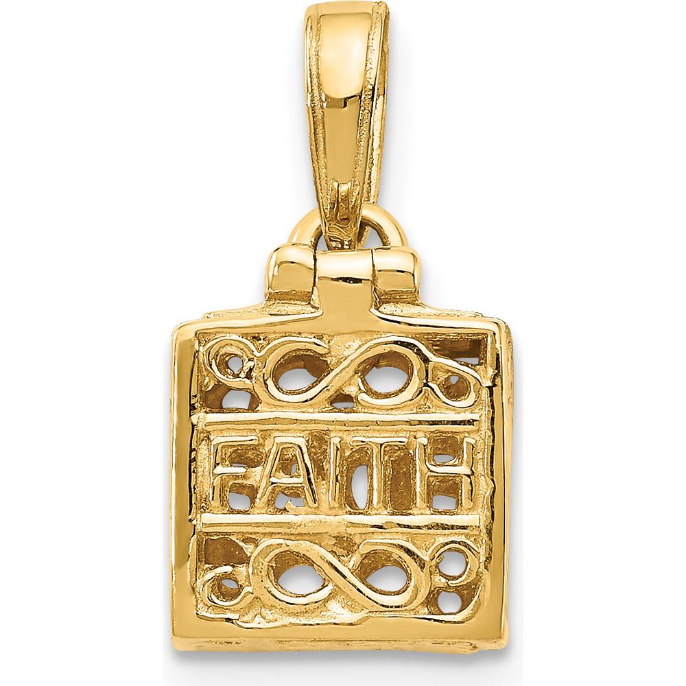 14K Yellow Gold 3D Faith and Hope Opening Prayer Box Charm by Oro Pregiato