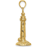 14K Yellow Gold 3D Fenwick Island Lighthouse Charm Pendant by Oro Pregiato