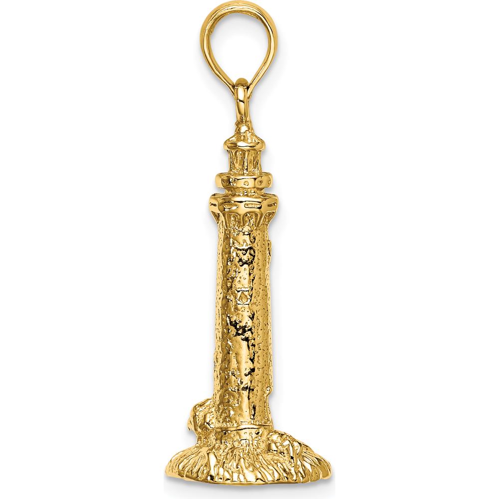 14K Yellow Gold 3D Fenwick Island Lighthouse Charm Pendant by Oro Pregiato