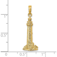 14K Yellow Gold 3D Fenwick Island Lighthouse Charm Pendant by Oro Pregiato