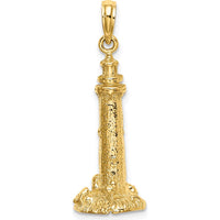 14K Yellow Gold 3D Fenwick Island Lighthouse Charm Pendant by Oro Pregiato
