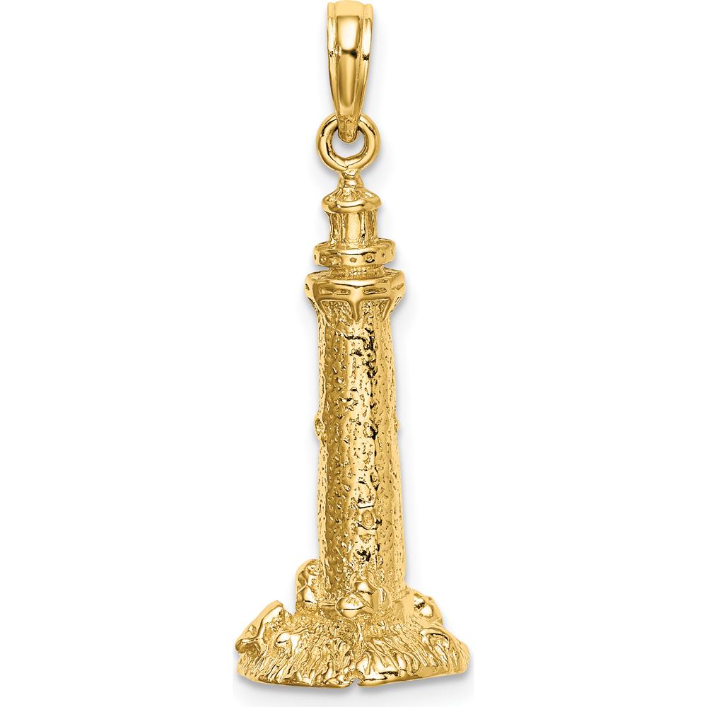 14K Yellow Gold 3D Fenwick Island Lighthouse Charm Pendant by Oro Pregiato