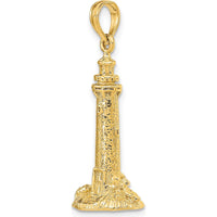 14K Yellow Gold 3D Fenwick Island Lighthouse Charm Pendant by Oro Pregiato