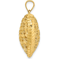 14K Yellow Gold 3D Filigree Diamond-Cut Puffed Heart Pendant - 24.5mm Length, 25.5mm Width by Oro Pregiato