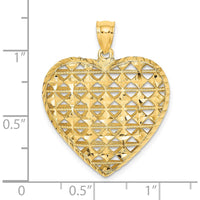14K Yellow Gold 3D Filigree Diamond-Cut Puffed Heart Pendant - 24.5mm Length, 25.5mm Width by Oro Pregiato