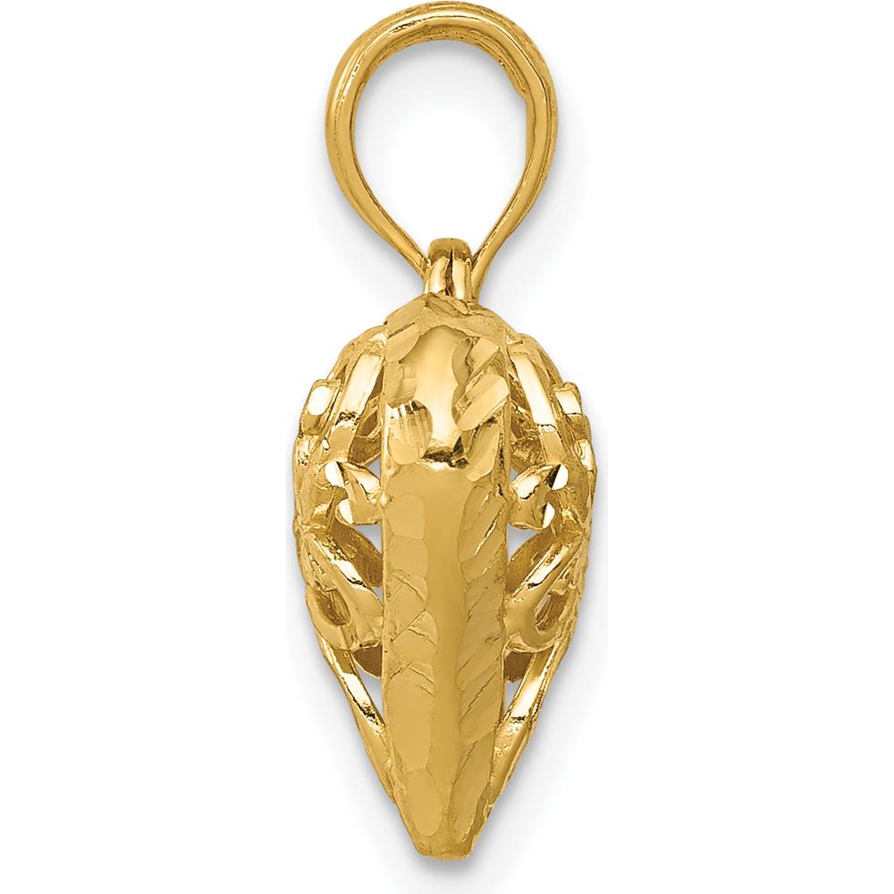 14K Yellow Gold 3D Filigree Polished Heart Pendant by Oro Pregiato
