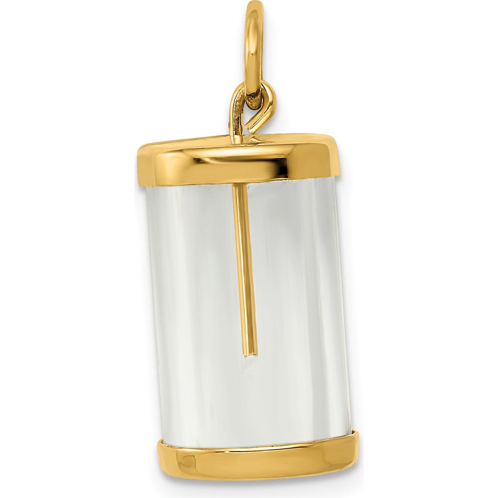 14K Yellow Gold 3D Fillable Vial Capsule Charm Pendant