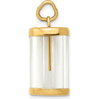 14K Yellow Gold 3D Fillable Vial Capsule Charm Pendant