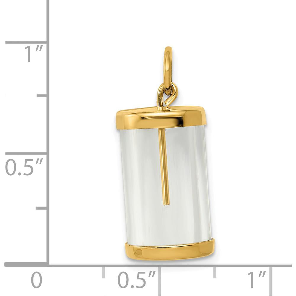 14K Yellow Gold 3D Fillable Vial Capsule Charm Pendant