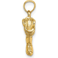 14K Yellow Gold 3D Firefighter Boot Charm - Polished Yellow Gold Pendant by Oro Pregiato