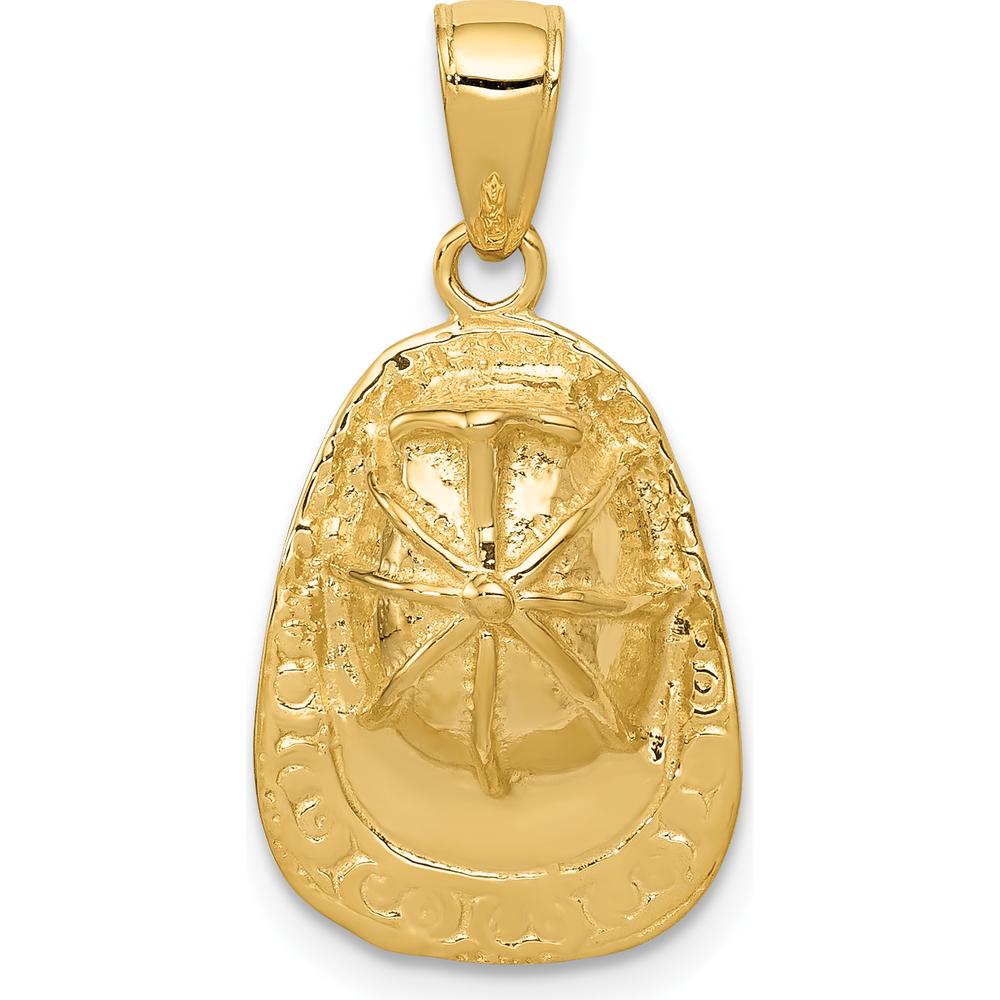 14K Yellow Gold 3D Firefighter Helmet Pendant - Solid Cast, Polished Finish by Oro Pregiato